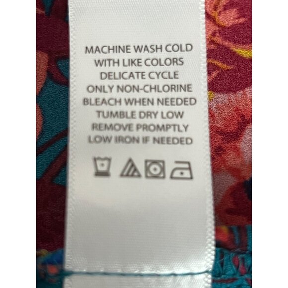 Pioneer Woman Teal Floral Long Sleeve Blouse XXXL Polyester Casual Comfortable - Picture 16 of 16